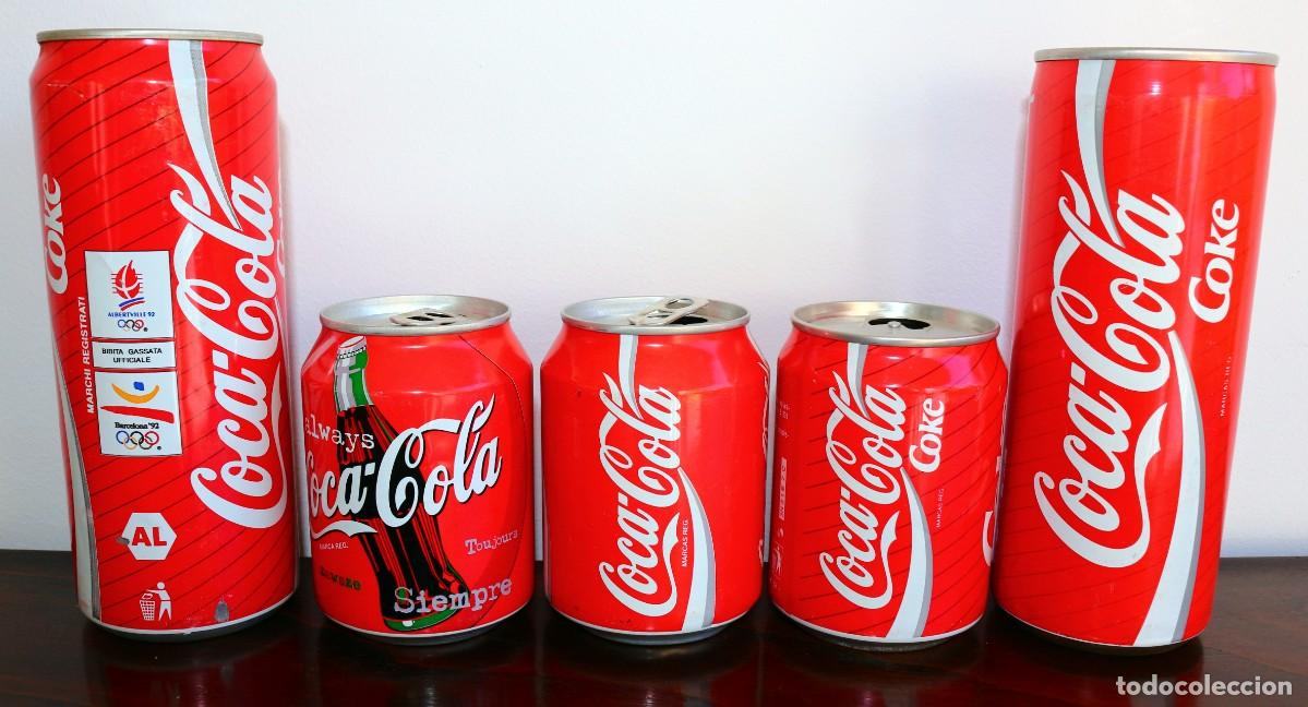 Collecting of Coca-Cola and Pepsi: Lote de latas de Coca-Cola , 2 de 50cl y 3 de 25cl