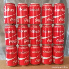 Coleccionismo de Coca-Cola y Pepsi: LOTE 15 LATAS COCA-COLA COMPARTE CON NOMBRES ESTHER RAUL RAQUEL ALEJANDRO NOVIA ROSA MIKEL MARIA MON