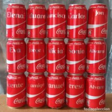 Coleccionismo de Coca-Cola y Pepsi: LOTE 15 LATAS COCA-COLA COMPARTE CON NOMBRES AMIGA ELENA TERESA EVA ALVARO YOLANDA ISMAEL ANTONIO MA