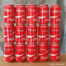 Coleccionismo de Coca-Cola y Pepsi: LOTE 15 LATAS COCA-COLA COMPARTE CON NOMBRES MARC ALBERTO EVA ESTHER IVAN ROSA OSCAR BELEN VERONICA…