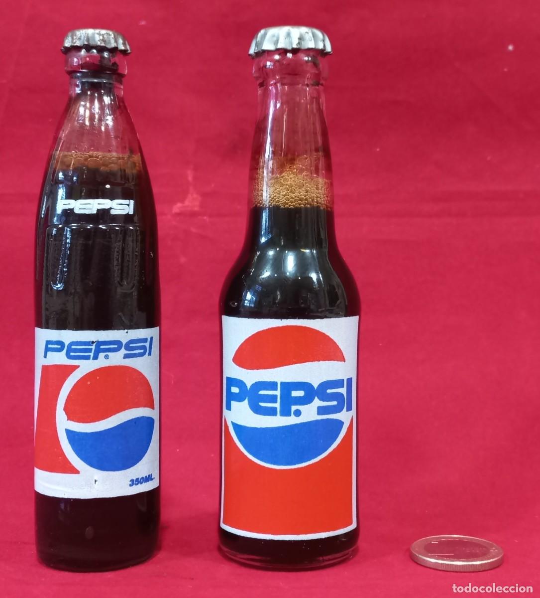 Sammeln von Coca-Cola und Pepsi: ANTIGUAS MINI BOTELLAS PEPSI DE CRISTAL CON CONTENIDO Y TAPON METALICO
