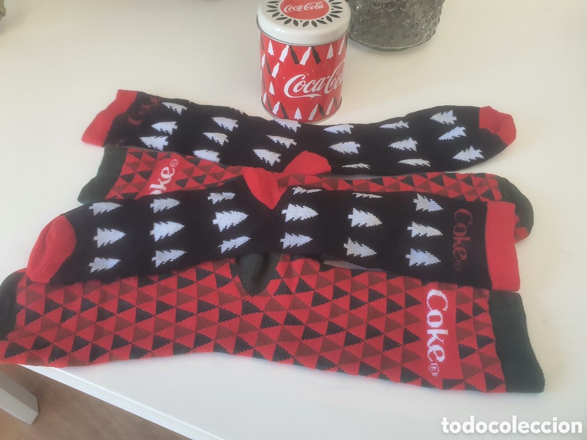 Colecionismo de Coca-Cola e Pepsi: Promoci&oacute;n coca cola lata con dos juegos calcetines navide&ntilde;os