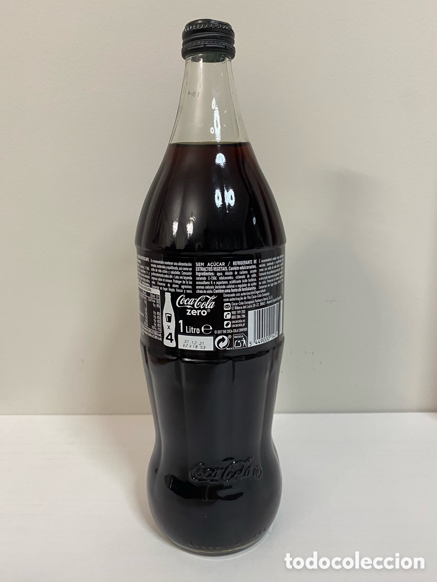 Coleccionismo de Coca-Cola y Pepsi: Botella cristal coca-cola zero 1 litro - Foto 2