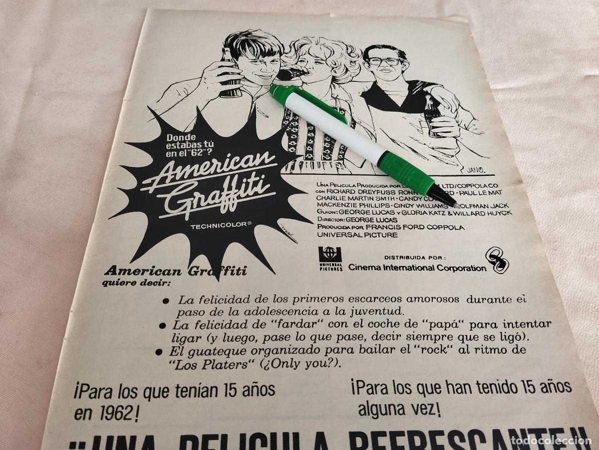 Colecionismo de Coca-Cola e Pepsi: COCA COLA CON CARTELERA PELICULA AMERICAN GRAFFITI RECORTE REVISTA 1974