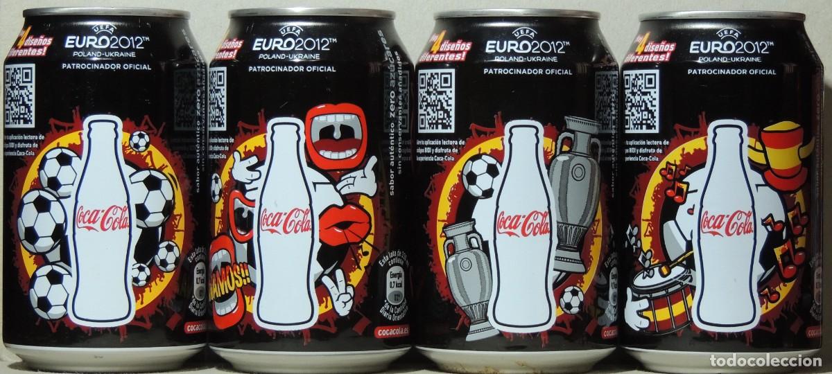 Collectionnisme de Coca-Cola et Pepsi: Set de cuatro latas de Coca Cola Euro 2012. Espa&ntilde;a.
