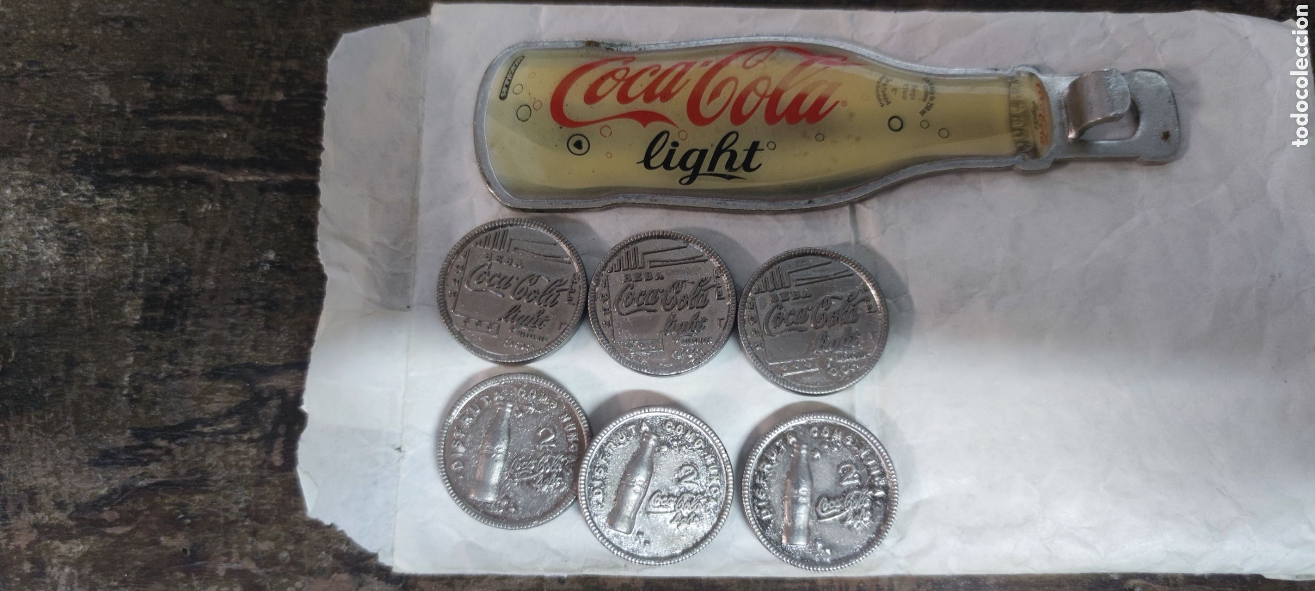Coleccionismo de Coca-Cola y Pepsi: COCA COLA LOTE MONEDAS Y ABRIDOR - Foto 1