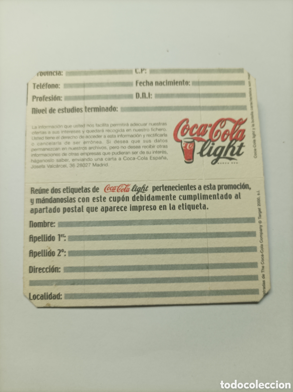 Coleccionismo de Coca-Cola y Pepsi: COCA COLA LIGHT. POSAVASOS. - Foto 2