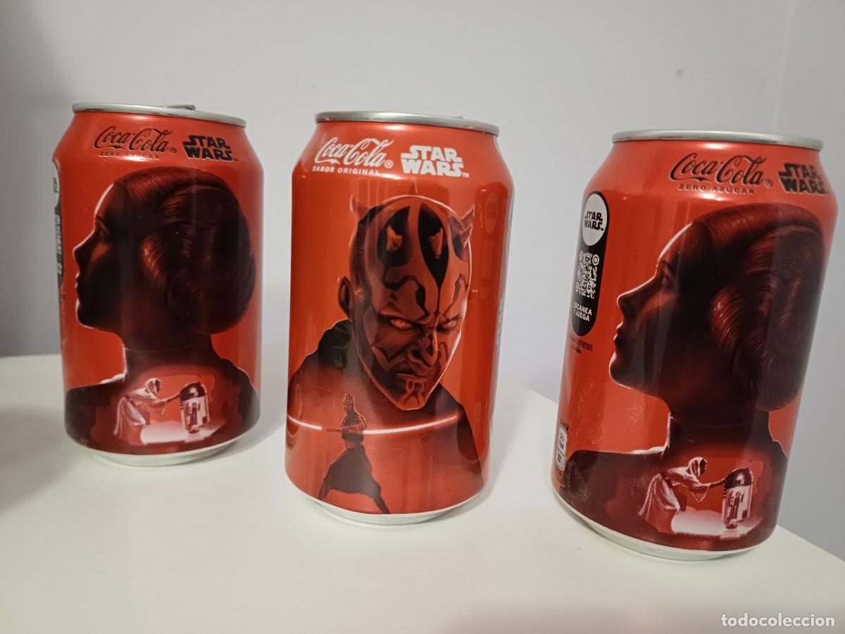 Collecting of Coca-Cola and Pepsi: 3 Latas Refresco Coca-Cola Princesa LEIA Y DARTH MAUL-Edici&oacute;n Limitada- VACIAS 2025