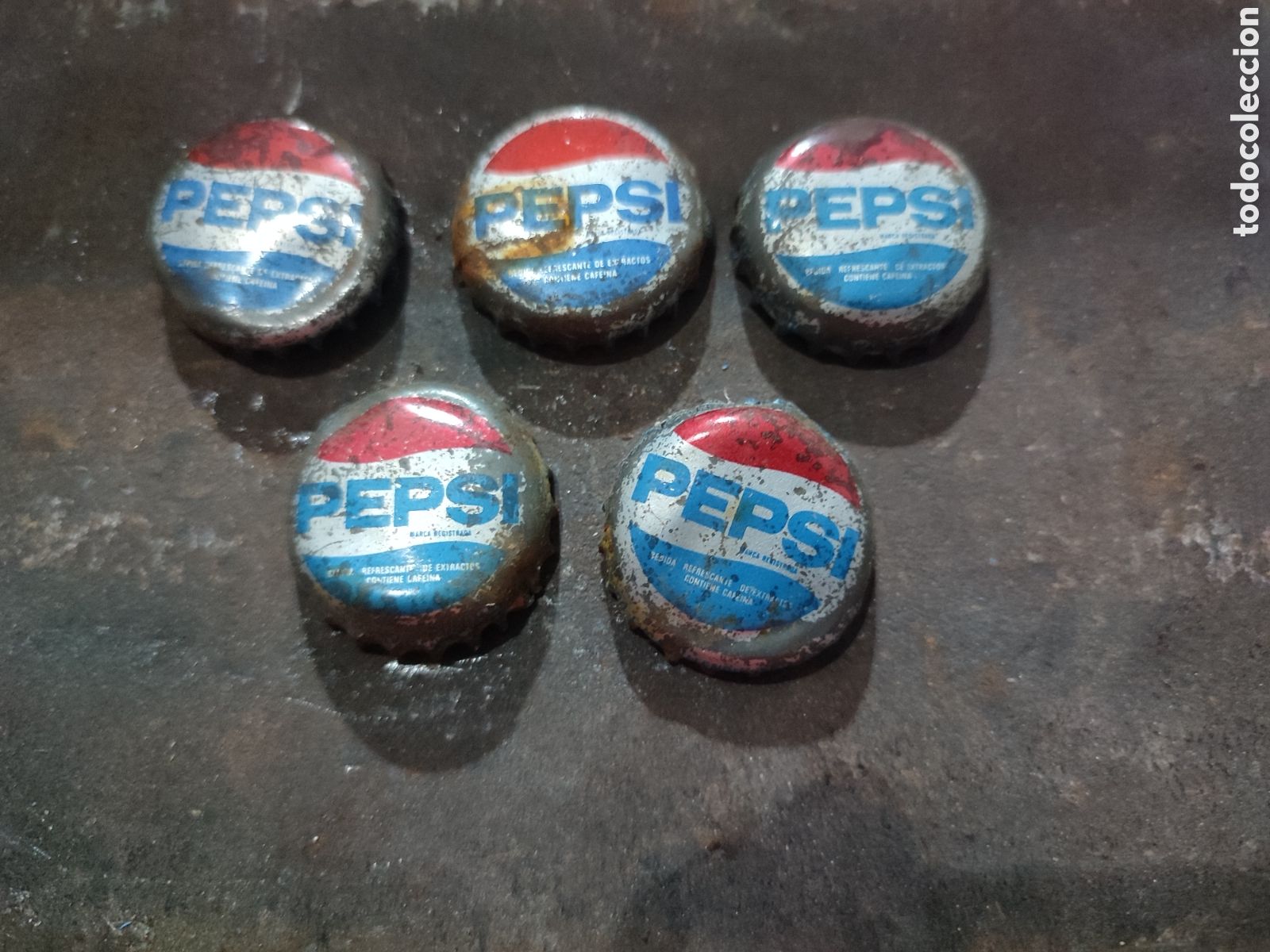 Coleccionismo de Coca-Cola y Pepsi: Lote de 5 chapas tap&oacute;n corona de Pepsi de los a&ntilde;os 70. Ver fotos