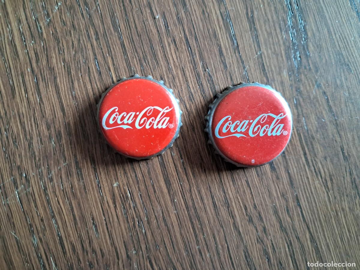 Coleccionismo de Coca-Cola y Pepsi: lote de 2 chapas tap&oacute;n corona de Coca cola, con faldilla aluminio.