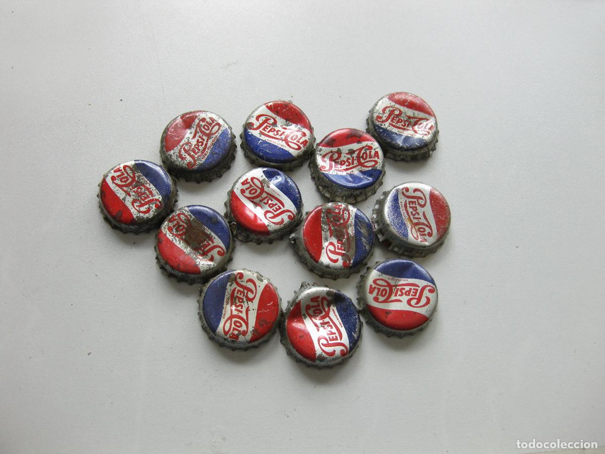 Coleccionismo de Coca-Cola y Pepsi: LOTE DE 11 CHAPAS ANTIGUAS DE PEPSI COLA - TAP&Oacute;N CORONA - TRASERA DE CORCHO