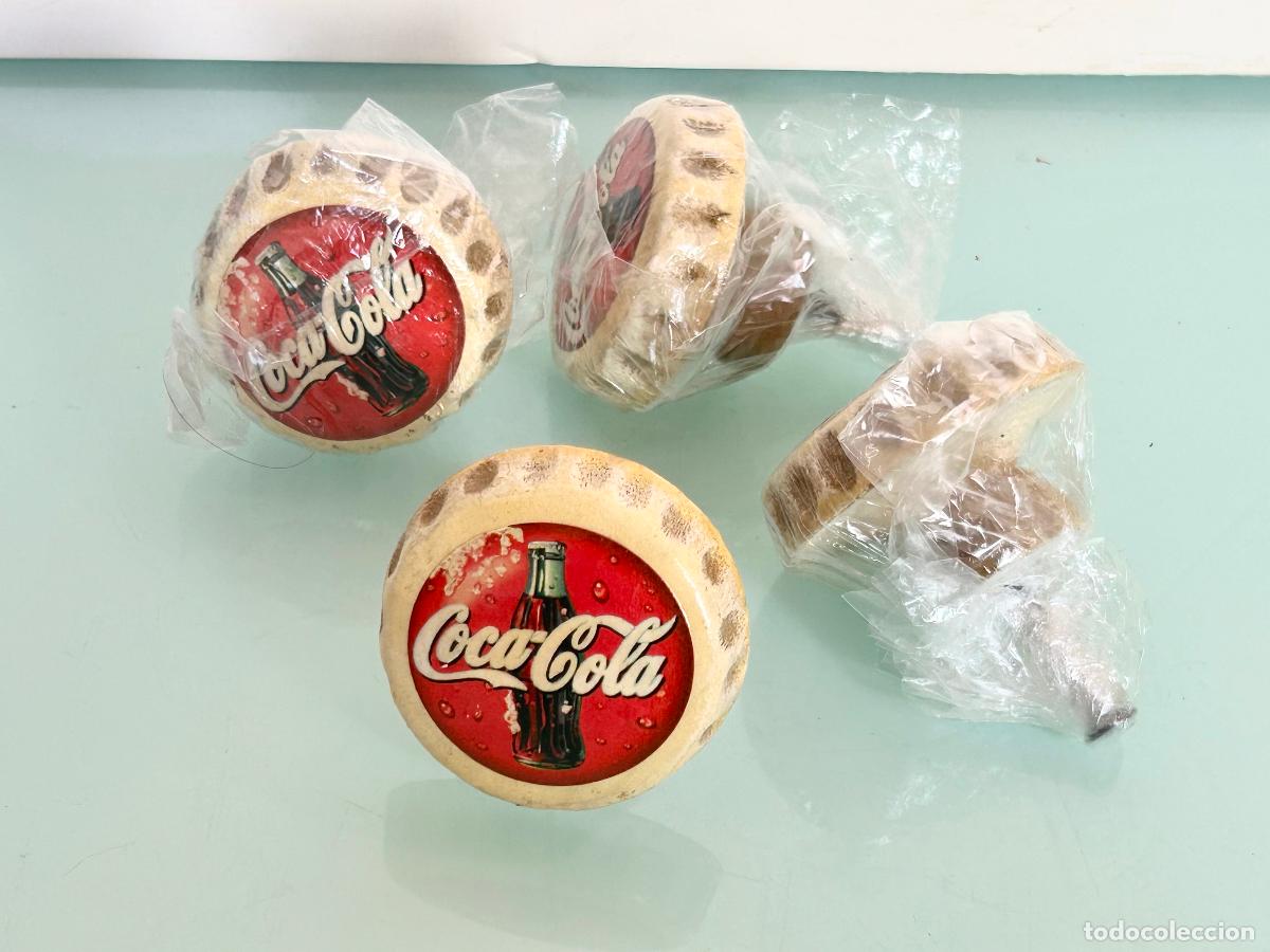Coleccionismo de Coca-Cola y Pepsi: 4 TIRADORES POMOS COCA-COLA-VINTAGE-ENVEJECIDOS-COCACOLA COKE-PUERTA ARMARIO