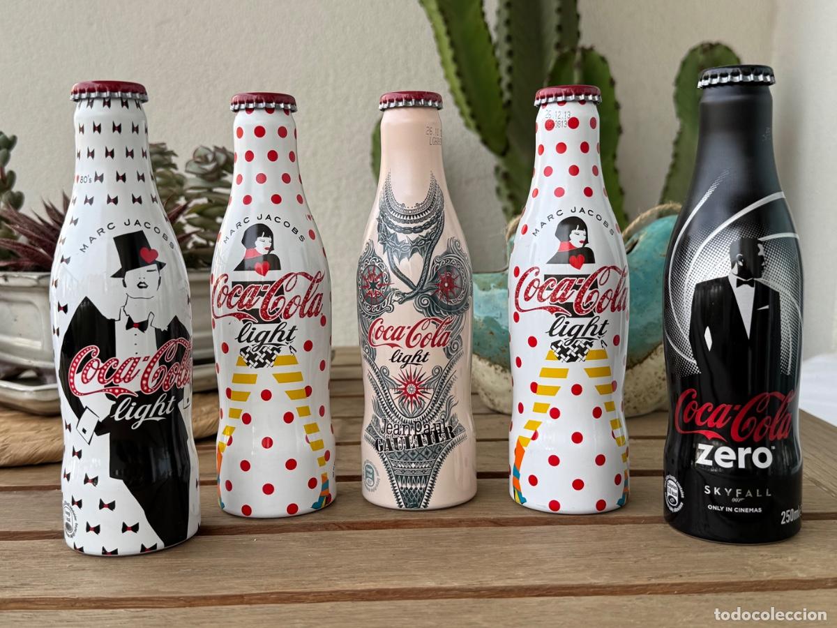 Coleccionismo de Coca-Cola y Pepsi: Lote 5 botellas aluminio Coca-Cola edici&oacute;n limitada &mdash; Marc Jacobs, Jean Paul Gaultier y Skyfall 007