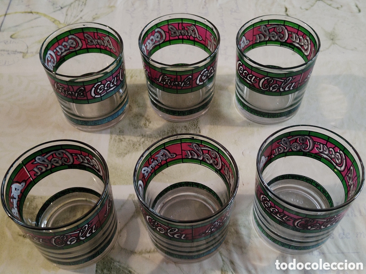 Coleccionismo de Coca-Cola y Pepsi: Juego 6 vasos cocacola Coca-Cola vintage a&ntilde;os 70 drink made in Spain