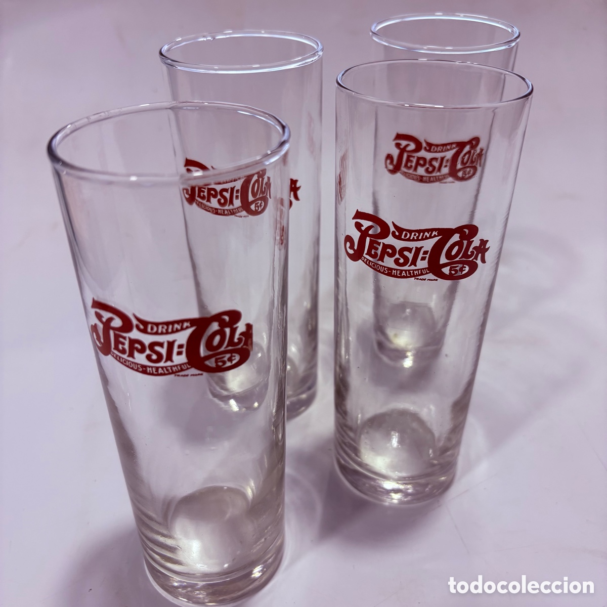 Coleccionismo de Coca-Cola y Pepsi: Lote 4 vaso de tubo pepsi cola original a&ntilde;os 70 fabricado por Elsa