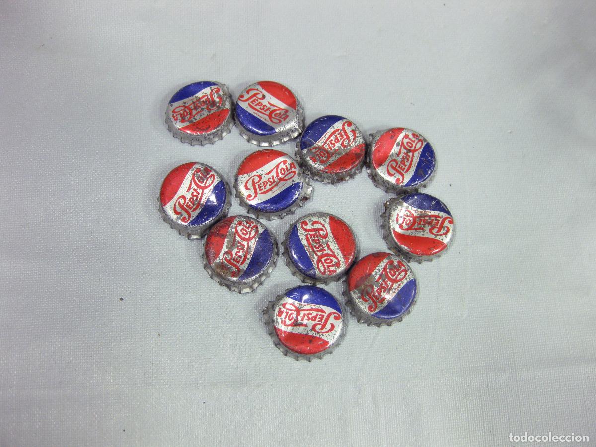 Collectionnisme de Coca-Cola et Pepsi: LOTE DE 11 CHAPAS ANTIGUAS DE PEPSI COLA - TAP&Oacute;N CORONA - TRASERA DE CORCHO