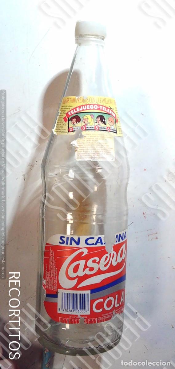 Coleccionismo de Coca-Cola y Pepsi: CASAERA COLA SIN CAFEINA BOTELLA DE CRISTAL PROMOCION DE LA FAMILIA TELERIN A&Ntilde;OS 90