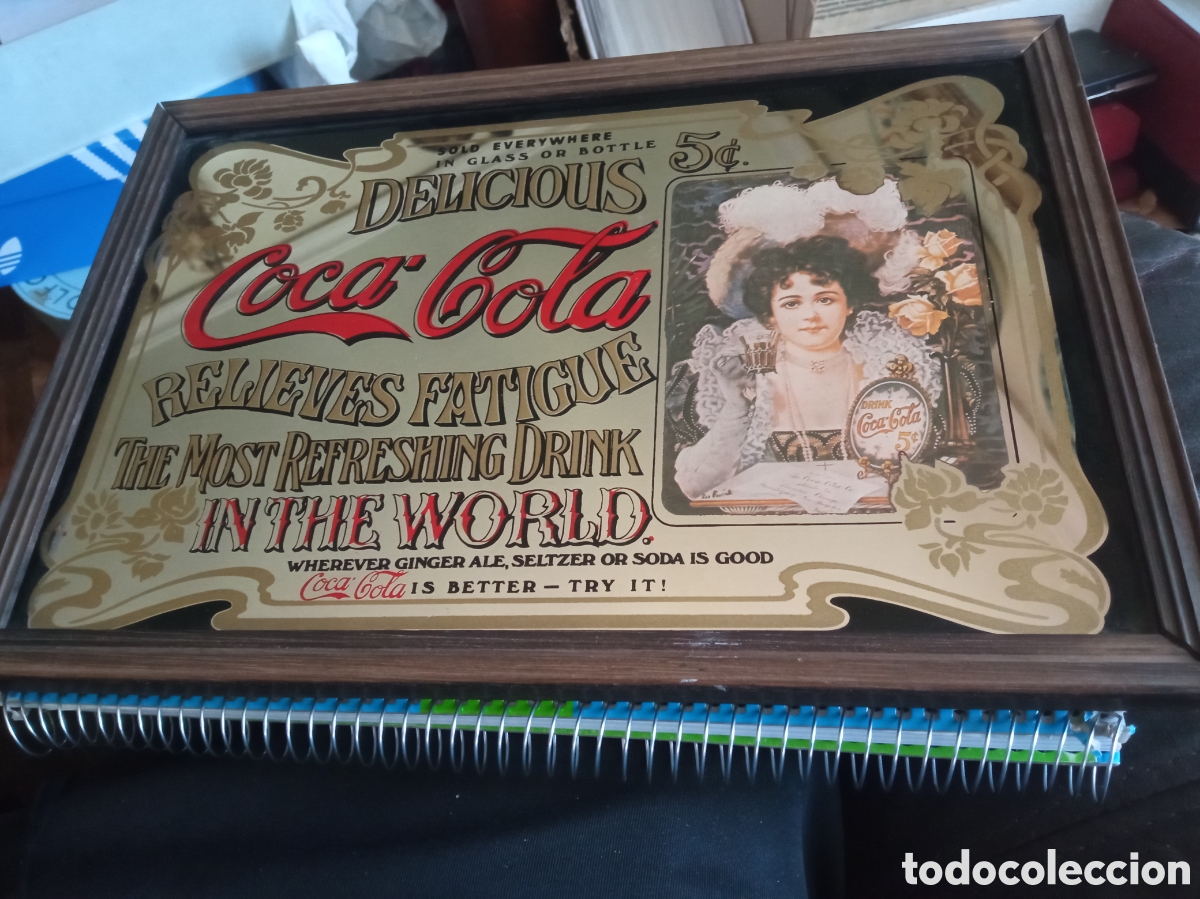 Coleccionismo de Coca-Cola y Pepsi: Bonito cuadro espejo de Coca-Cola, mide 32,8x22,8cm