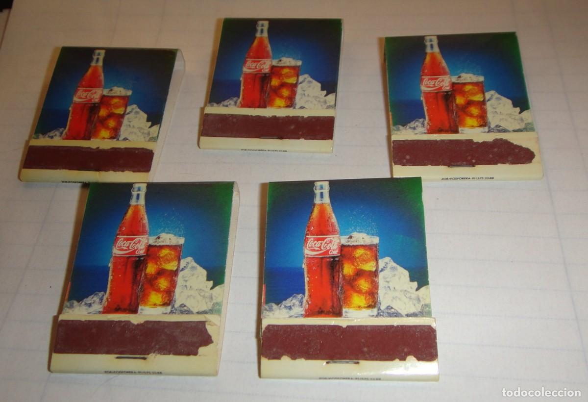 Coleccionismo de Coca-Cola y Pepsi: Lote 5 Cajas de Cerillas Coca-Cola Vintage &ndash; A&ntilde;os 90 &ndash; Sin Usar &ndash; Fosforera Espa&ntilde;ola
