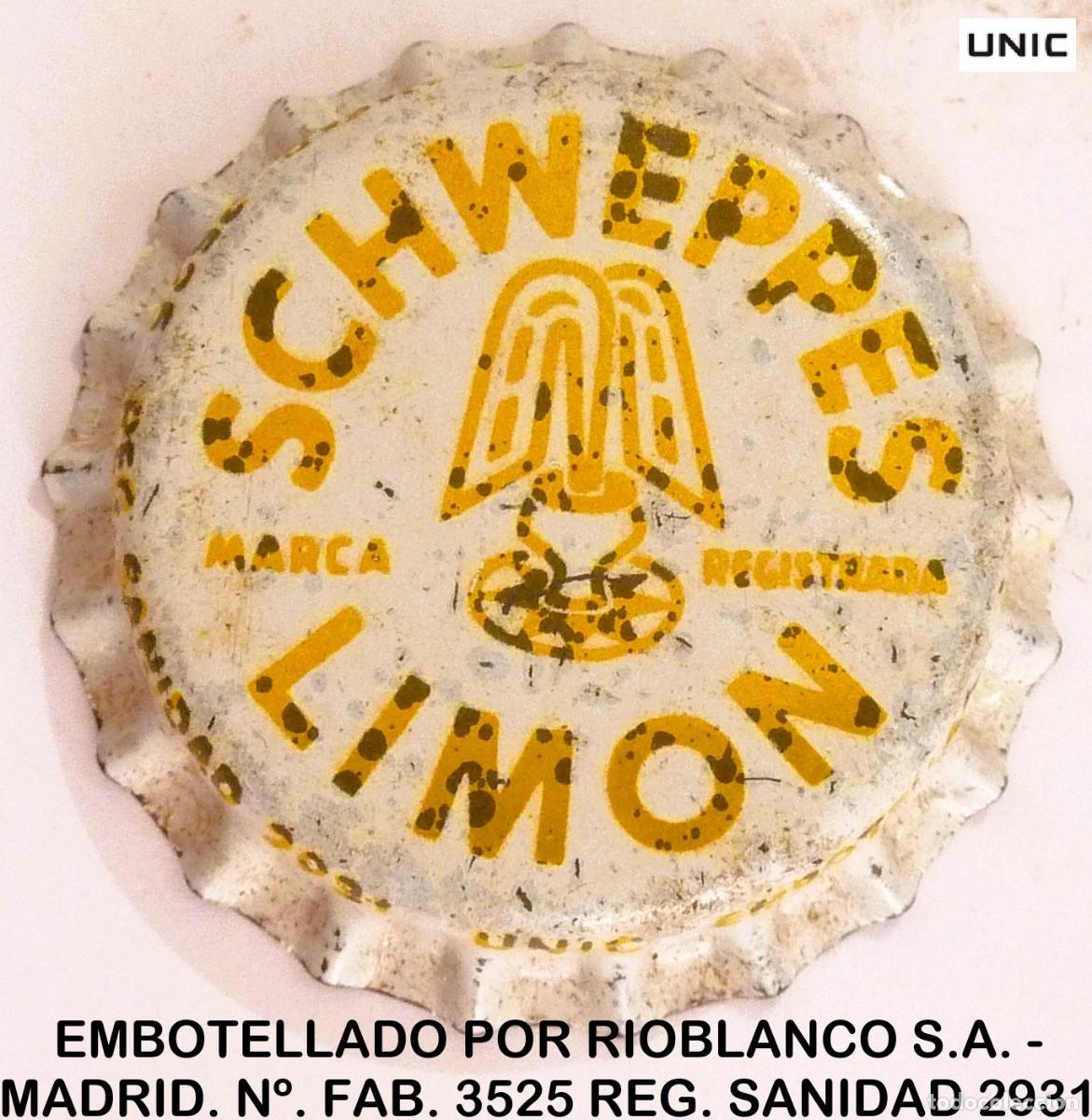 Coleccionismo de Coca-Cola y Pepsi: Chapa SCHWEPPES Lim&oacute;n Madrid xapa kronkorken tappi bottle cap capsule SIN USAR - JV