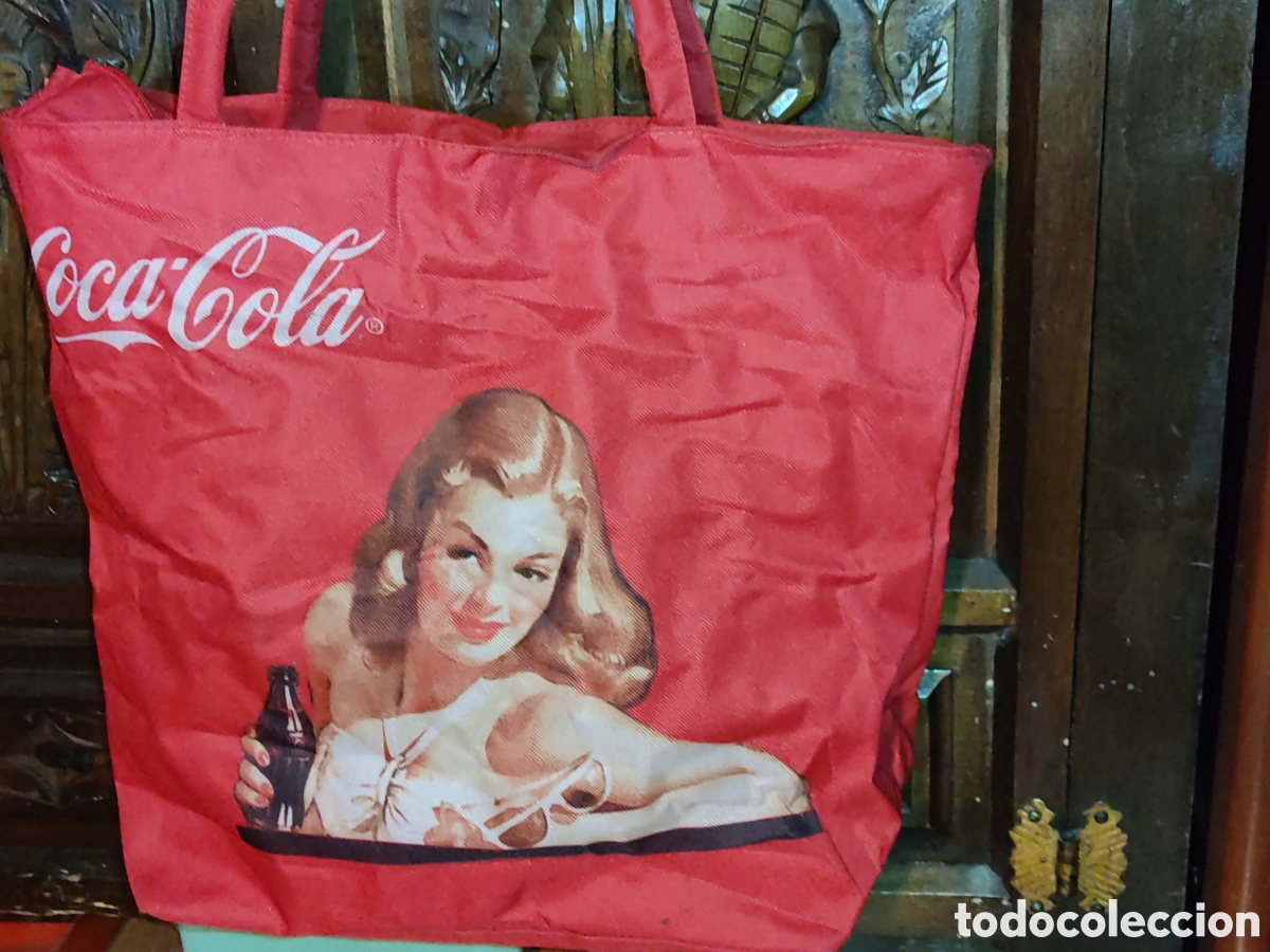 Coleccionismo de Coca-Cola y Pepsi: Bolsa Coca Cola de lona con cremallera & chica Pin Up,para piscina,playa,compras,Etc..