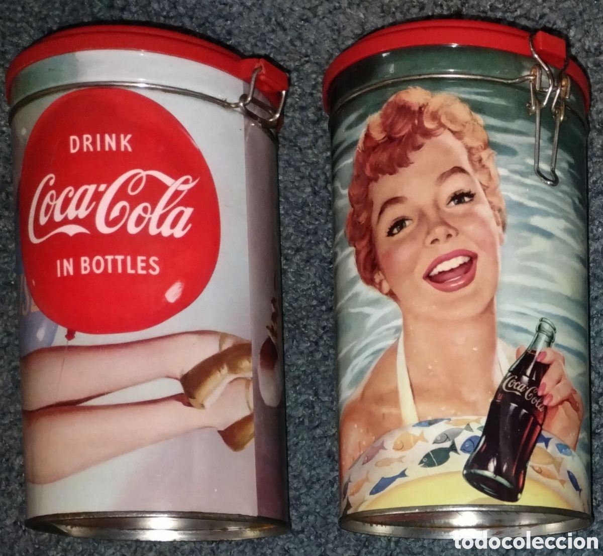Coleccionismo de Coca-Cola y Pepsi: pack BOTES MET&Aacute;LICOS DE COCA COLA originales RETRO VINTAGE ambos COMPLETAMENTE NUEVOS SIN ESTRENAR