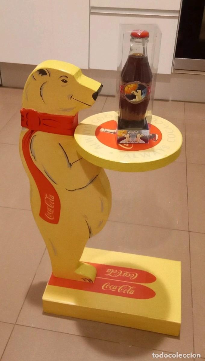 Coleccionismo de Coca-Cola y Pepsi: EXPOSITOR DISPLAY DECORATIVO DECORACI&Oacute;N REPRODUCCI&Oacute;N COCA COLA OSO OSITO CAMARERO MADERA BOTELLA
