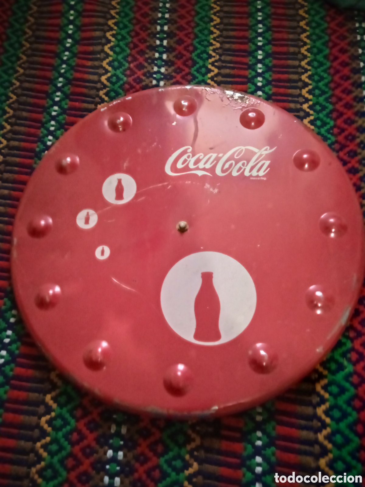 Coleccionismo de Coca-Cola y Pepsi: Antigua Chapa de Reloj Coca-Cola , aprox. 40 cm