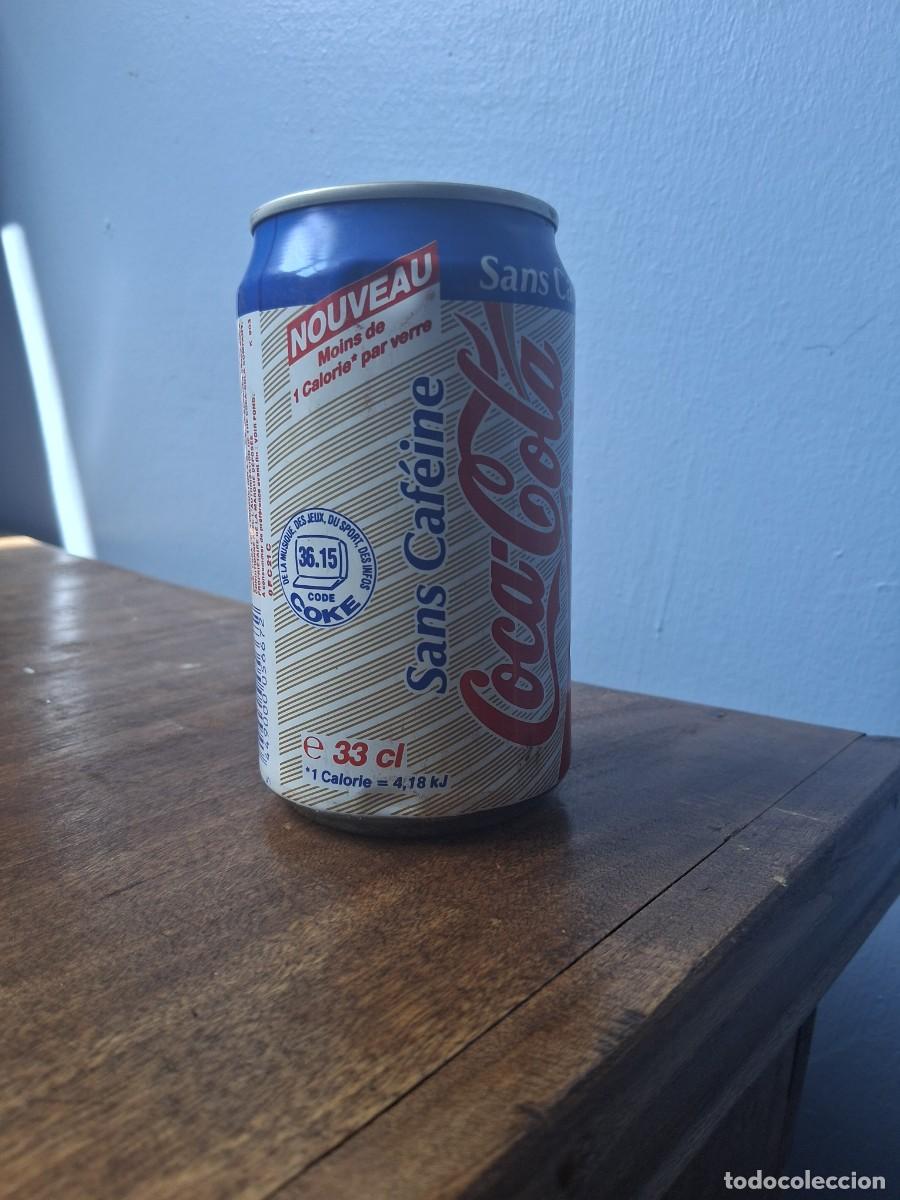 Coleccionismo de Coca-Cola y Pepsi: Lata de coca cola c&oacute;digo acceso del sistema de videotex Minitel Francia Light sin cafe&iacute;ne Cafe&iacute;na