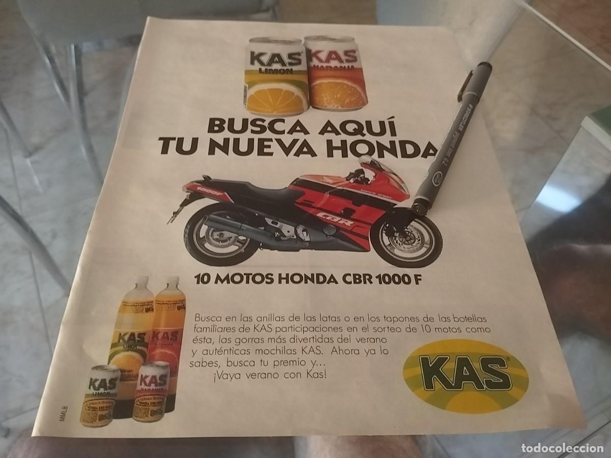 Coleccionismo de Coca-Cola y Pepsi: KAS NARANJA KAS LIMON MOTO HONDA CBR 1000 F ANUNCIO PUBLICIDAD REVISTA 1991 BONITO PAR&Aacute; ENMARCAR