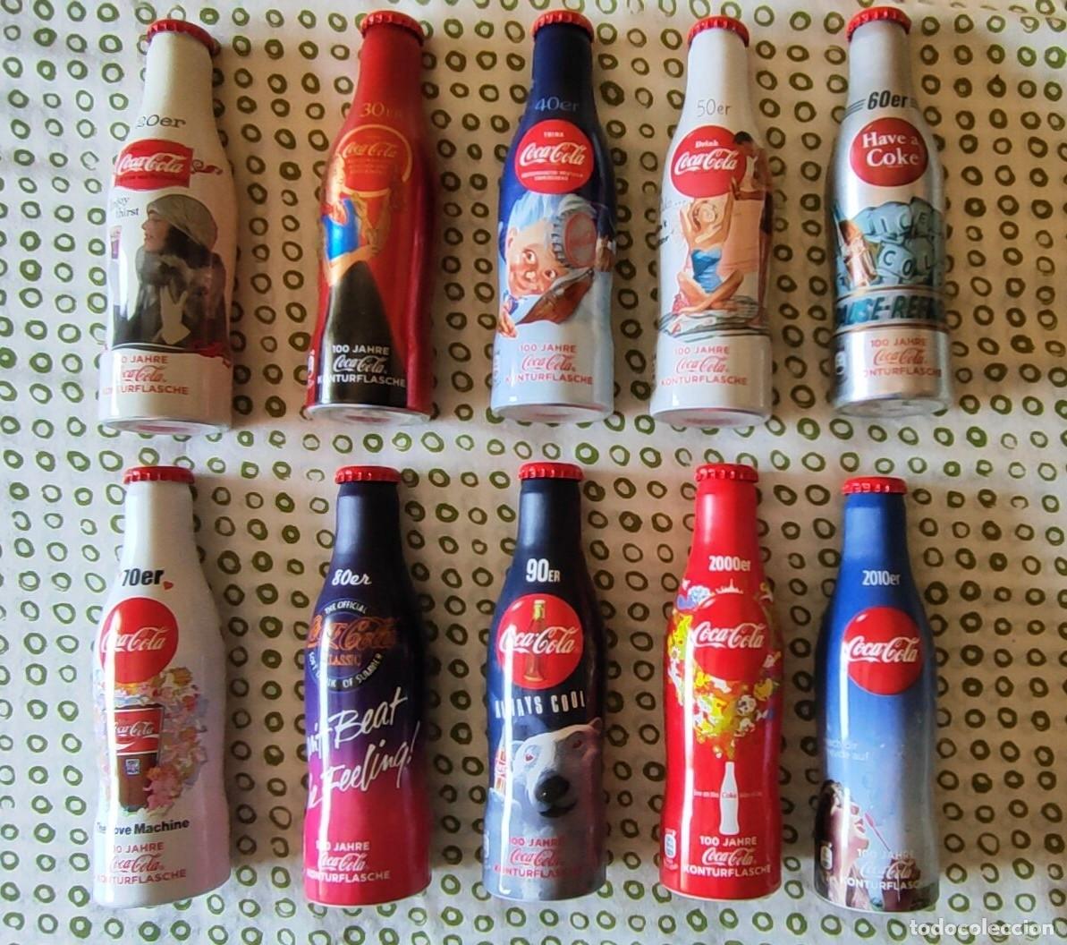 Coleccionismo de Coca-Cola y Pepsi: COLECCI&Oacute;N 10 BOTELLAS ALUMINIO COCA COLA ALEMANIA CONMEMORATIVAS 100 A&Ntilde;OS COCA-COLA