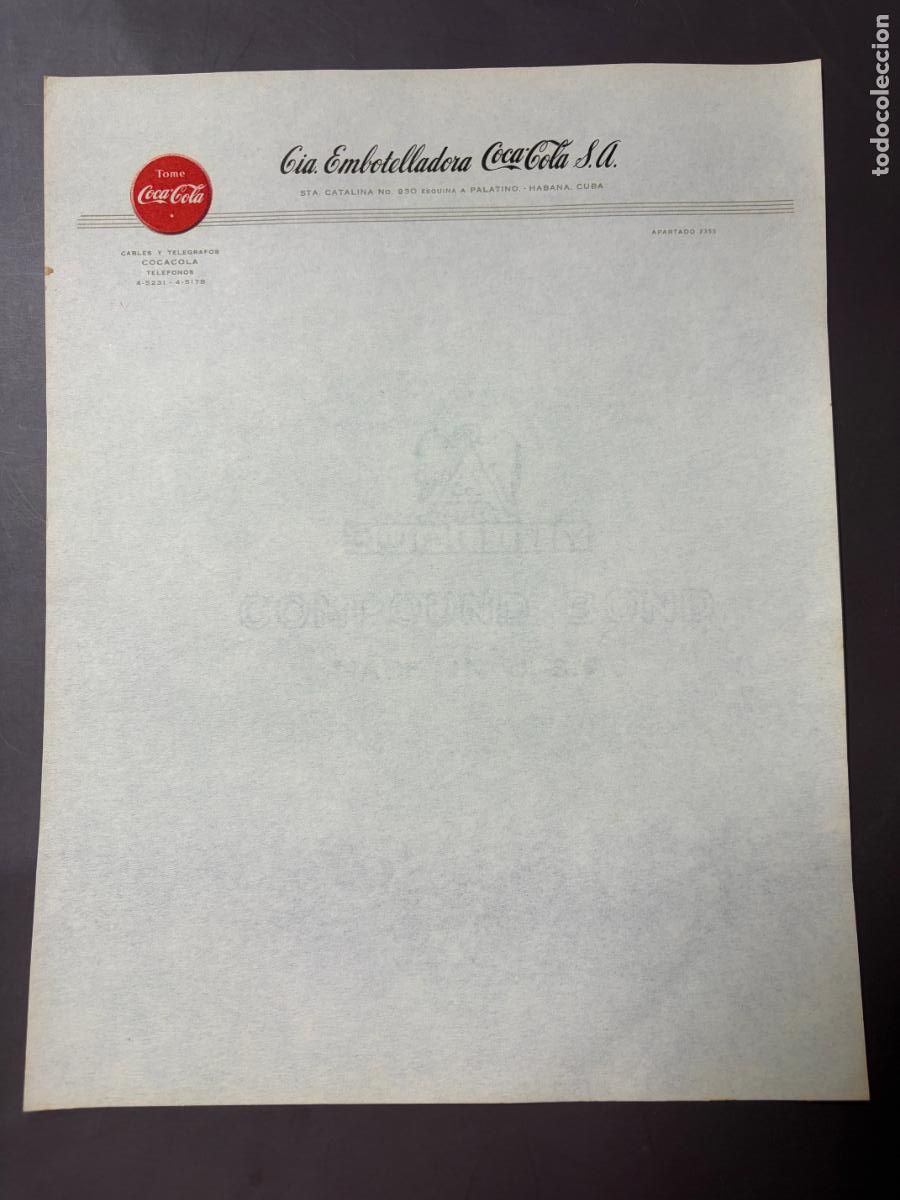 Coleccionismo de Coca-Cola y Pepsi: CARTA COMERCIAL CON MEMBRETE DE LA COMPA&Ntilde;IA COCA COLA.