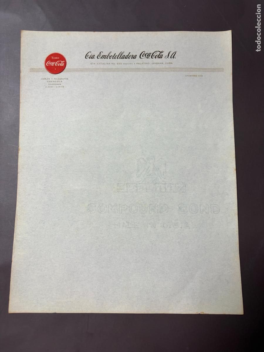 Coleccionismo de Coca-Cola y Pepsi: CARTA COMERCIAL CON MEMBRETE DE LA COMPA&Ntilde;IA COCA COLA.