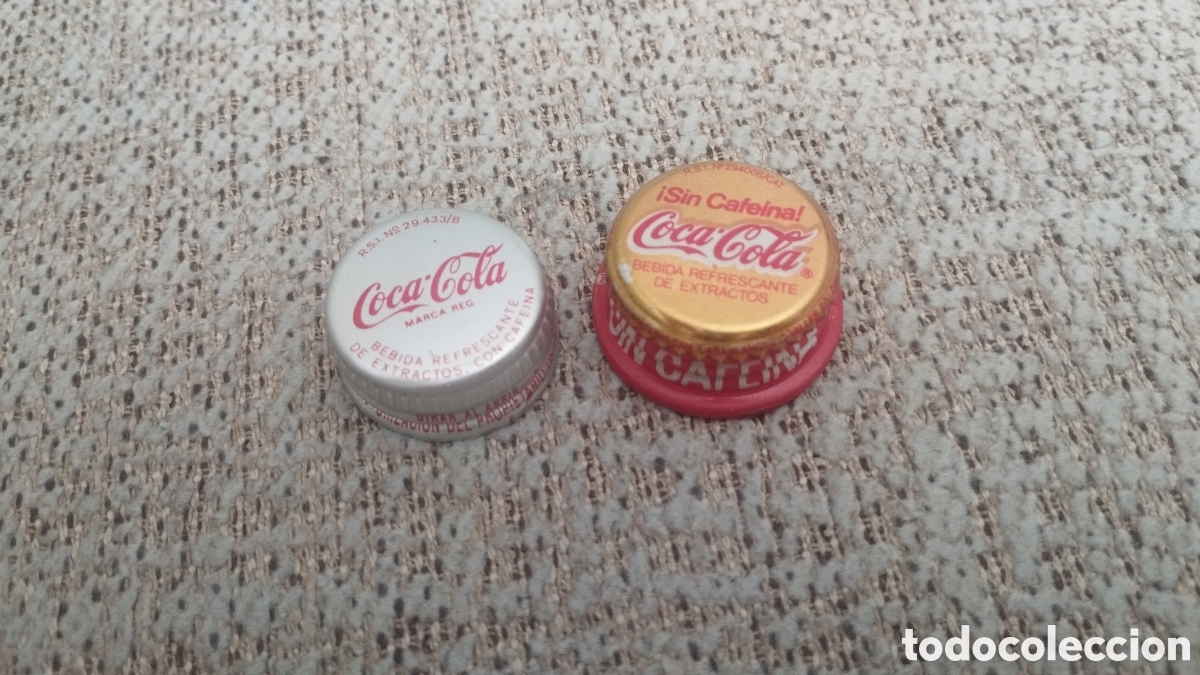 Coleccionismo de Coca-Cola y Pepsi: tapones tap&oacute;n rosca Coca-Cola y sin cafe&iacute;na. Excelente estado
