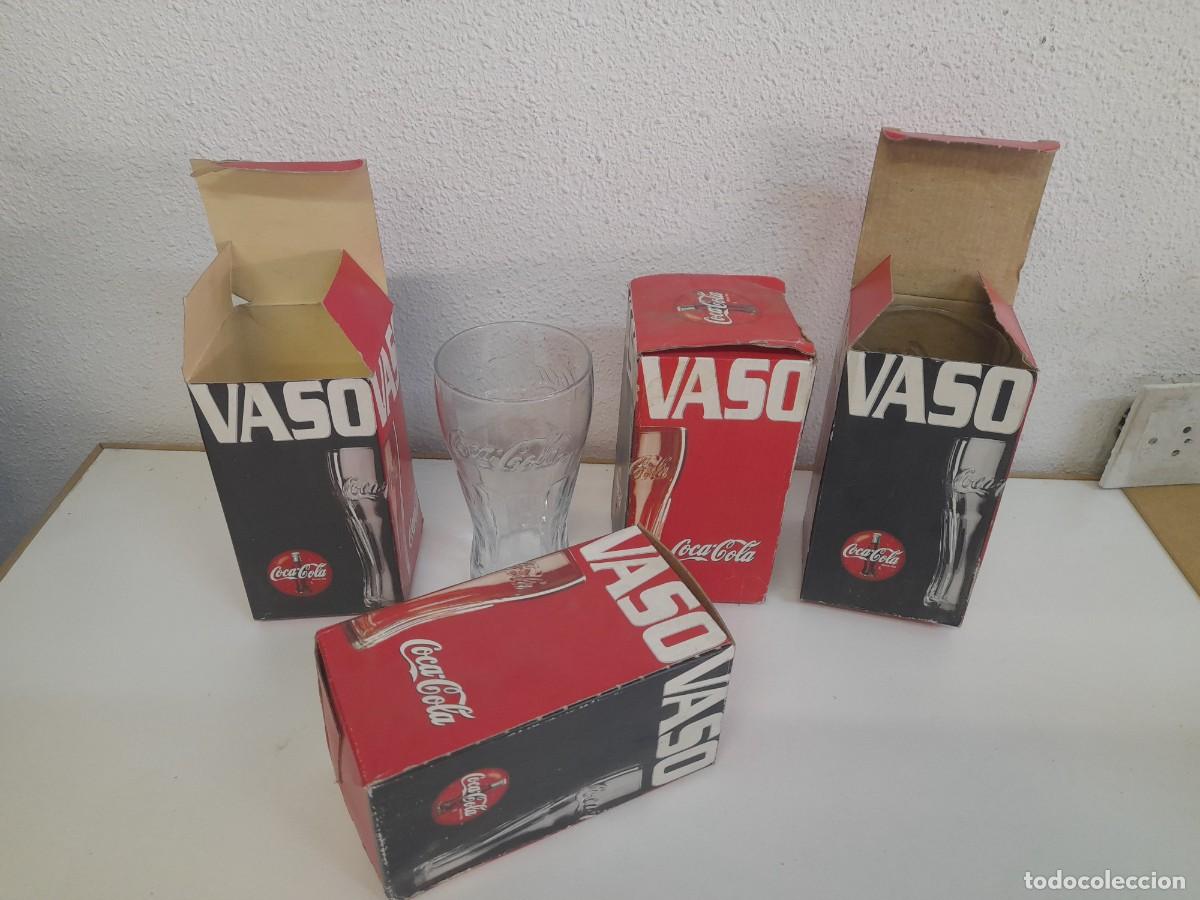 Coleccionismo de Coca-Cola y Pepsi: VASOS COCA COLA CRISTAL LETRAS CON RELIEVE GRABADOS A&Ntilde;OS 80
