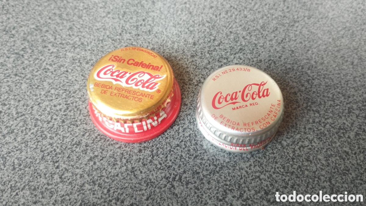 Coleccionismo de Coca-Cola y Pepsi: tapones tap&oacute;n rosca Coca-Cola y sin cafe&iacute;na. Excelente estado