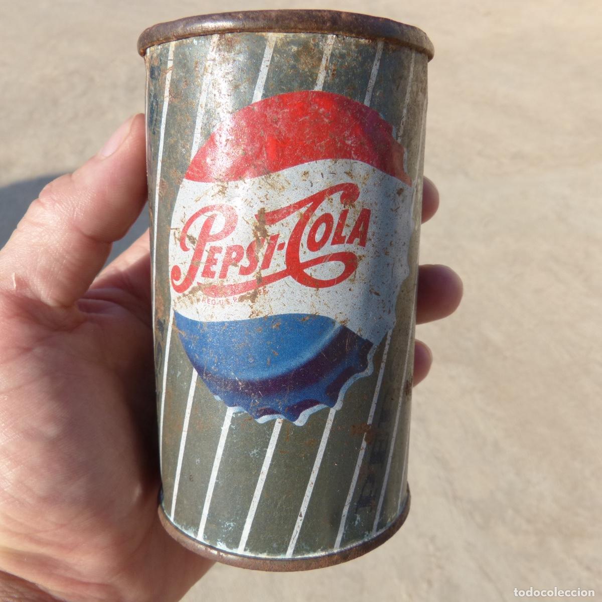 Coleccionismo de Coca-Cola y Pepsi: Antigua y escasa lata de refresco pepsi cola, 12 fluid ounces, new york usa. 67gr. Hacia 1950-60.