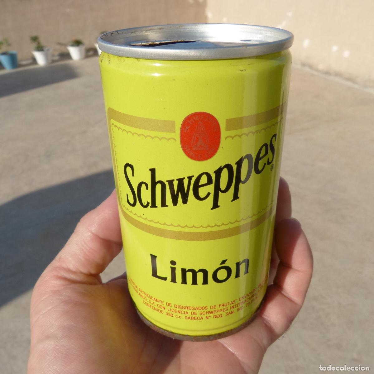 Coleccionismo de Coca-Cola y Pepsi: Lata de refresco schweppes limon, a&ntilde;os 70 siglo xx.