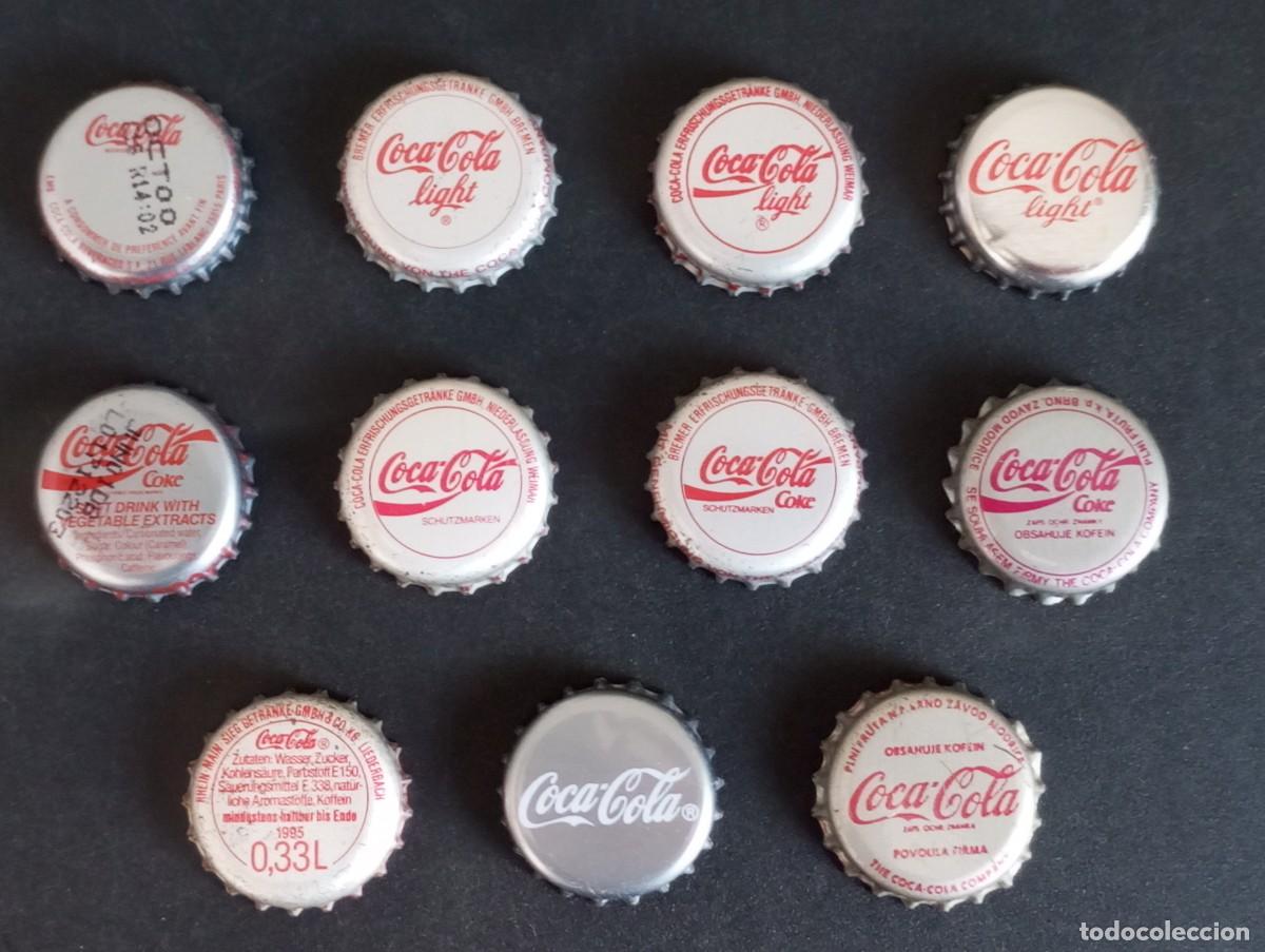 Coleccionismo de Coca-Cola y Pepsi: Lote de 11 chapas tap&oacute;n corona DIFERENTES de COCA-COLA