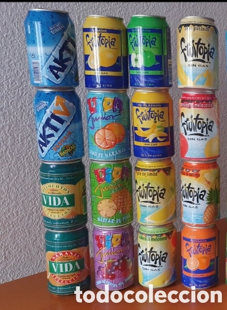 Coleccionismo de Coca-Cola y Pepsi: Lote mixto 16 latas antiguas Fruitopia CocaCola a&ntilde;os 90 vintage retro + AKTIV + VIDA