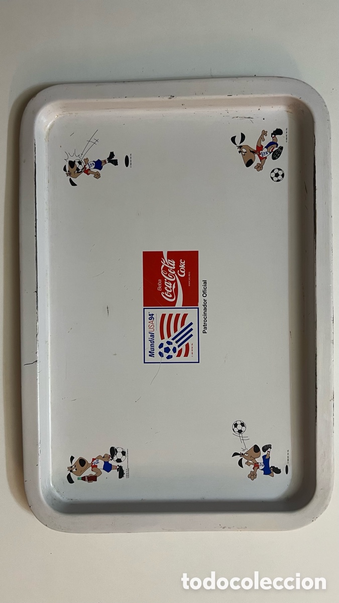 Coleccionismo de Coca-Cola y Pepsi: BANDEJA DE METAL DE COCA COLA Y EL MUNDIAL DE F&Uacute;TBOL ESTADOS UNIDOS US 94 1994. 39 X 28 CM