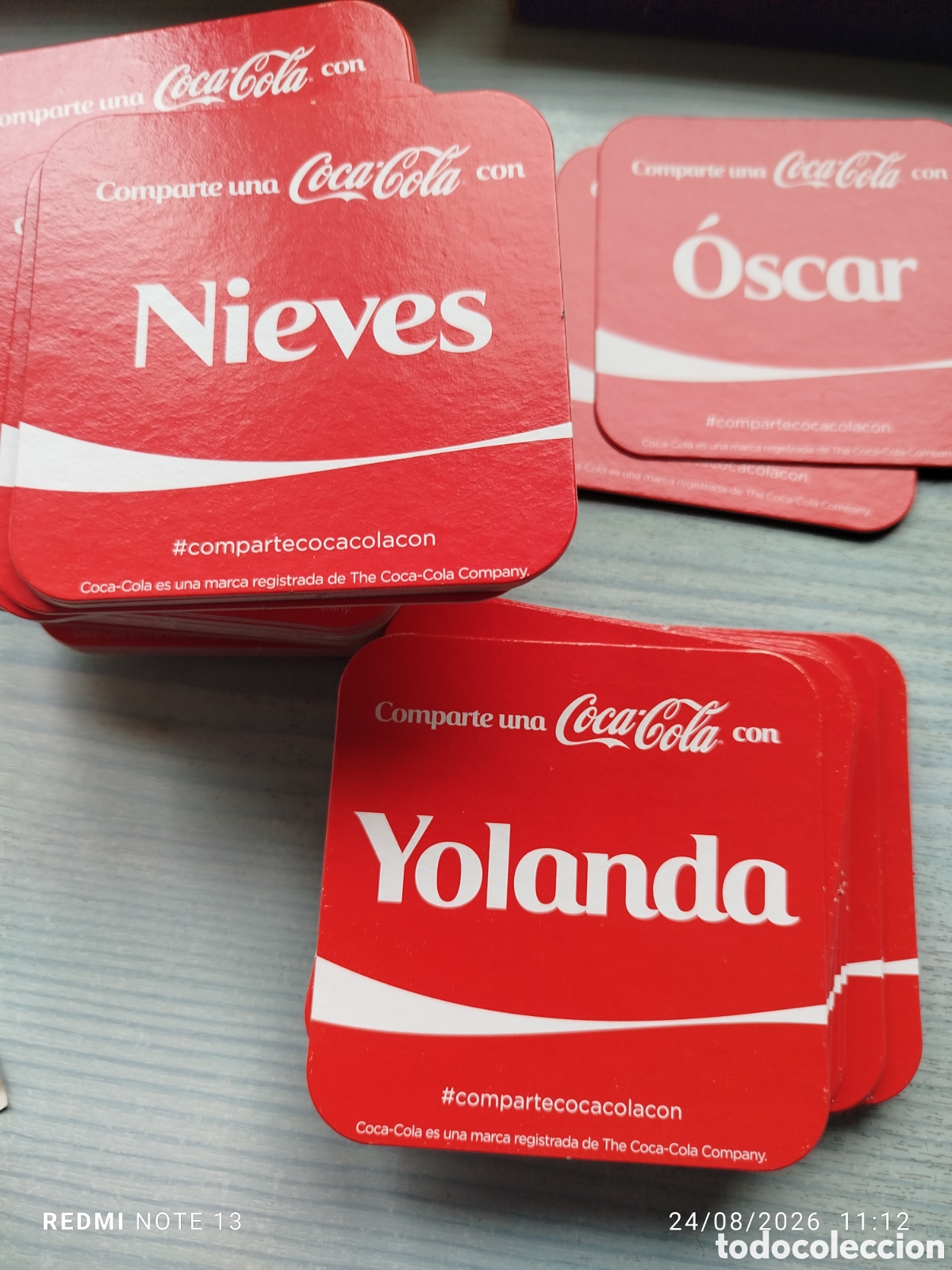 Coleccionismo de Coca-Cola y Pepsi: Posavasos nombres cocacola.unidad