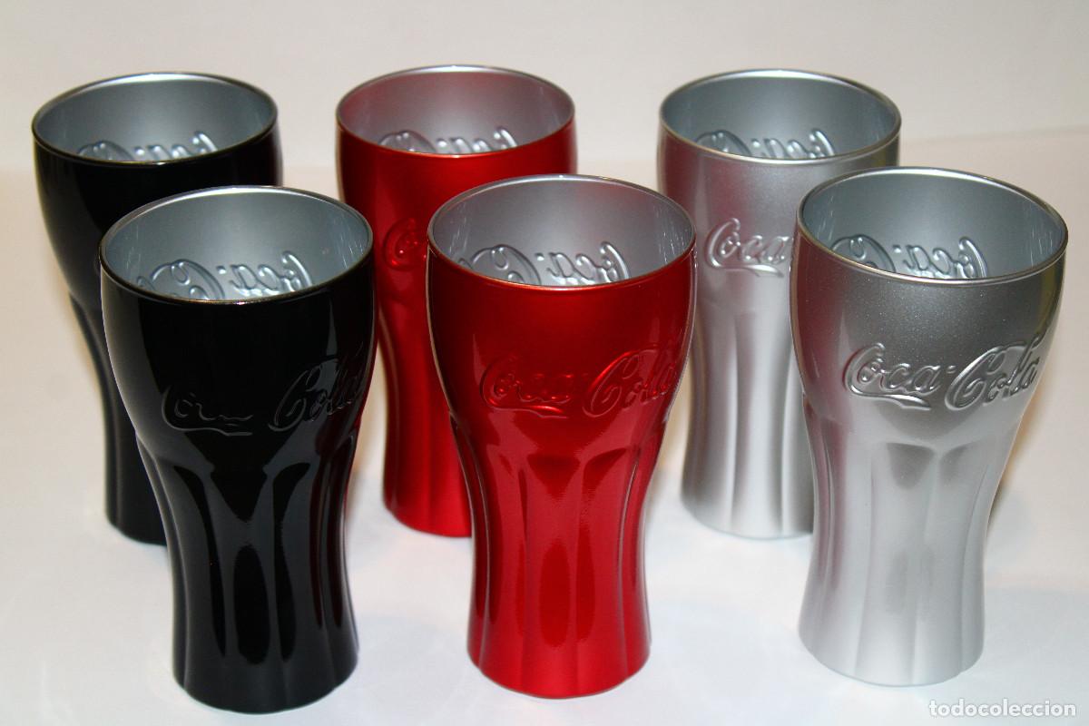 Coleccionismo de Coca-Cola y Pepsi: Juego 6 Vasos COCA-COLA | 37 cl | Edici&oacute;n MIRROR LUMINARC | Arques, FRANCE | Nuevos | 3 Colores