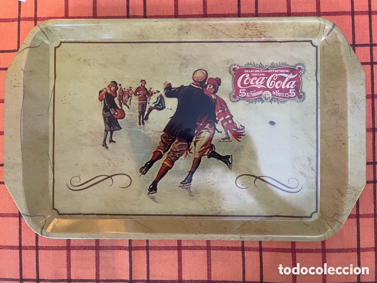 Coleccionismo de Coca-Cola y Pepsi: Bandeja Vintage Coca-Cola Patinadores sobre Hielo