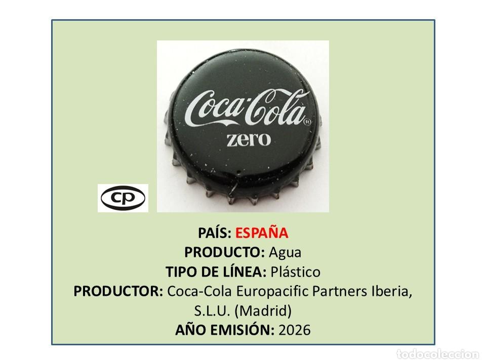 Coleccionismo de Coca-Cola y Pepsi: TAPON CORONA CAPSULA CHAPA COCA-COLA ZERO (ESPA&Ntilde;A)