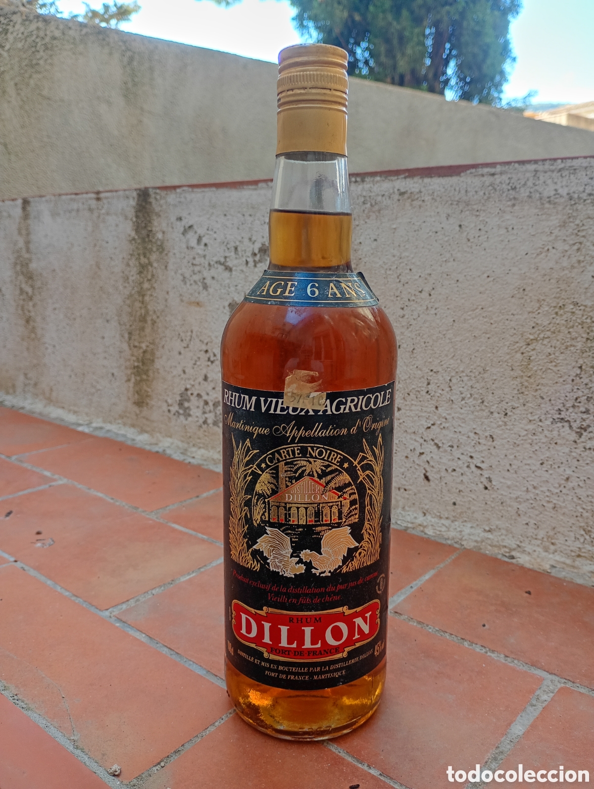 Coleccionismo de Coca-Cola y Pepsi: Ron, rhum vieux agricole Dillon. 6 a&ntilde;os. Fort de France, Martinica. Carte Noire. 1 litro. A&ntilde;os 90.