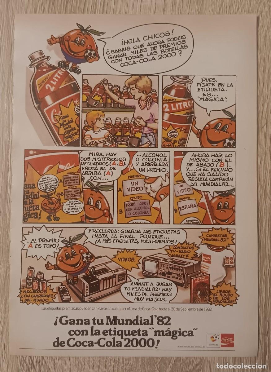 Coleccionismo de Coca-Cola y Pepsi: RECORTE PUBLICITARIO PUBLICIDAD MUNDIAL DE FUTBOL ESPA&Ntilde;A 82 NARANJITO COCA COLA