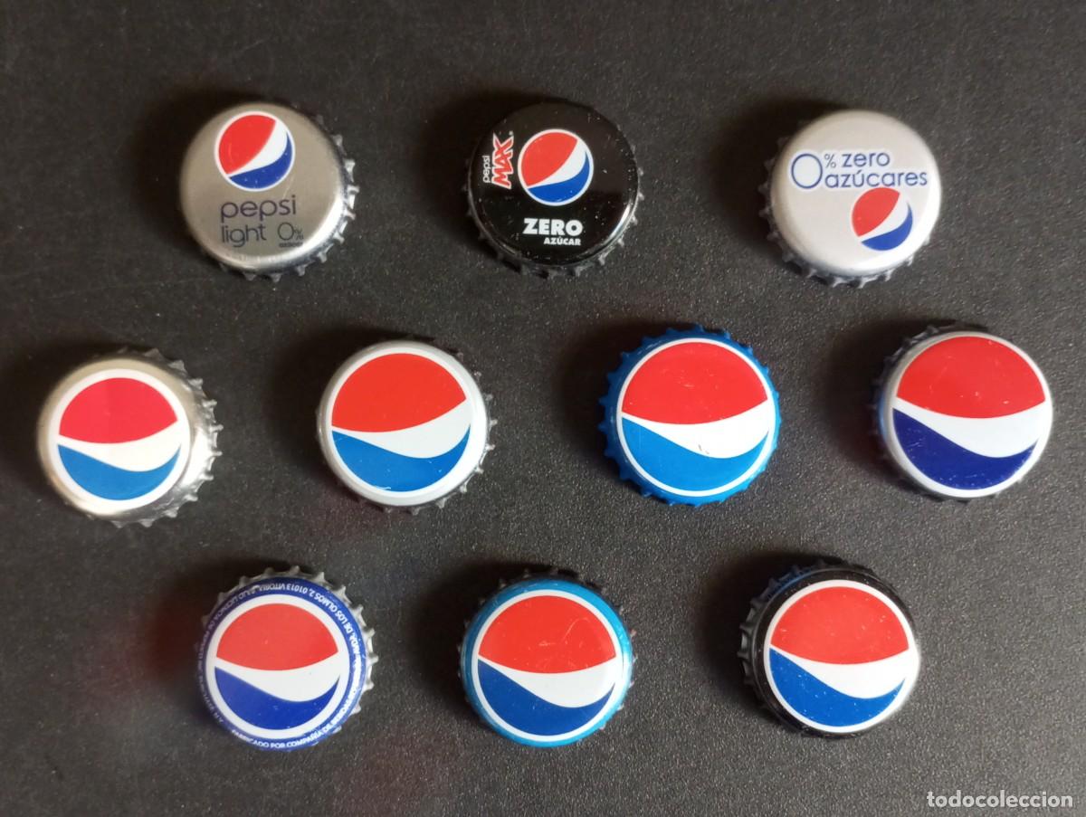 Coleccionismo de Coca-Cola y Pepsi: Lote de 10 chapas tap&oacute;n corona DIFERENTES de PEPSI