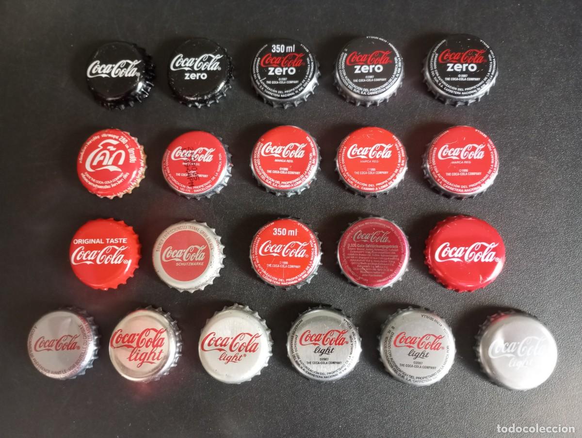 Coleccionismo de Coca-Cola y Pepsi: Lote de 21 chapas tap&oacute;n corona DIFERENTES de COCA-COLA