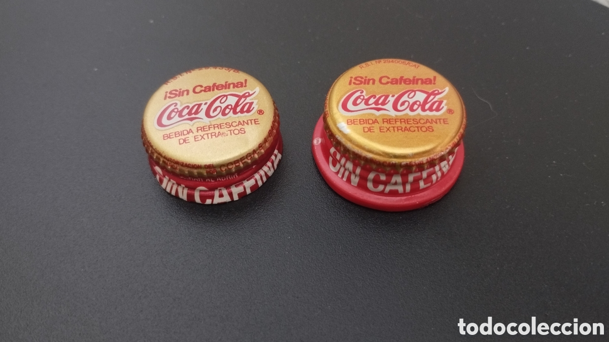 Coleccionismo de Coca-Cola y Pepsi: 2 tap&oacute;n rosca distintos Coca-Cola sin cafe&iacute;na